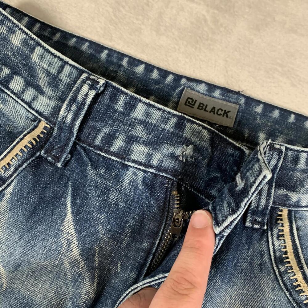 Black Jeans Mens 30x32 Blue Relaxed Straight‎ Leg Distressed Denim Vintage Style - Picture 3 of 14